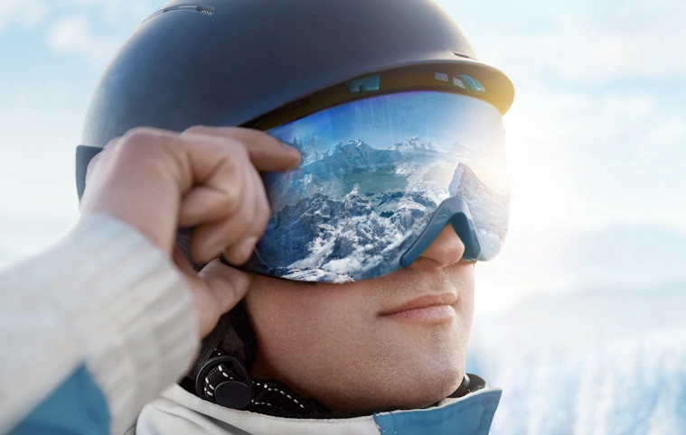 Skier with goggles - a close up