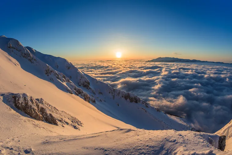 Solnedgng i Alperna
