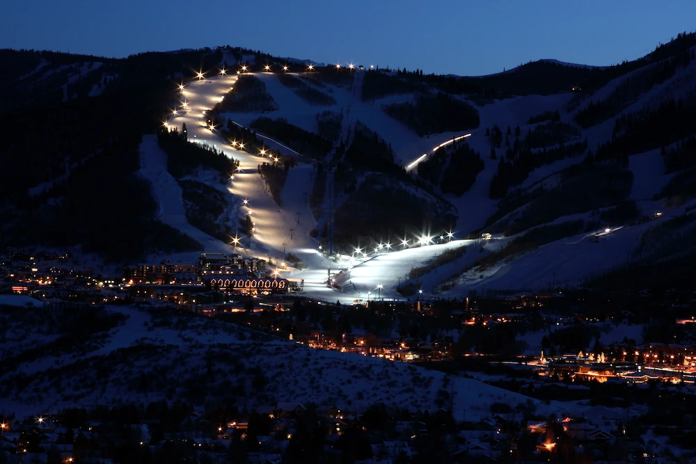 Night skiing in Park City, Utah