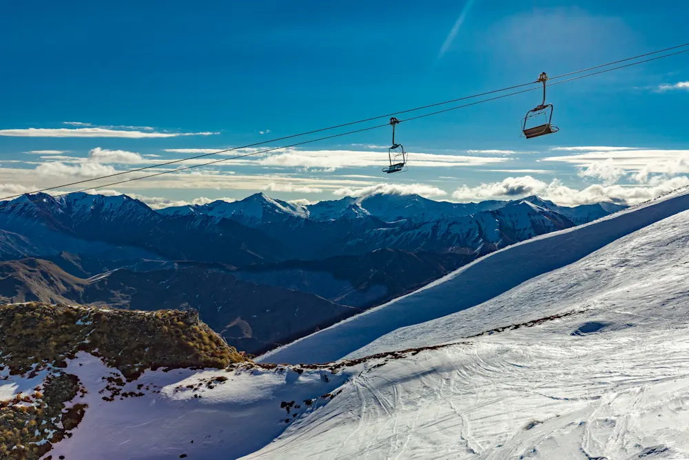 View over empty lifts in Coronet Peak
