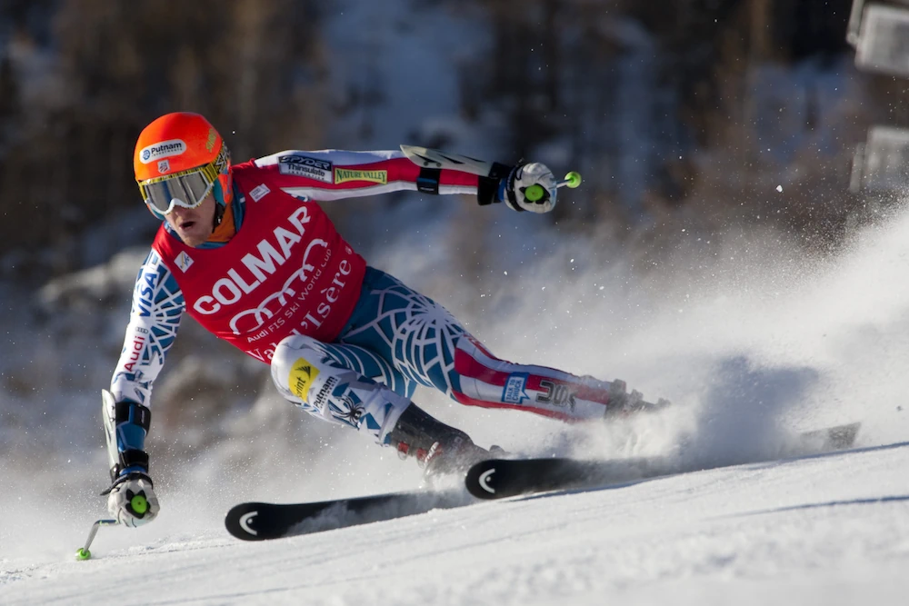 Downhill skier in action
