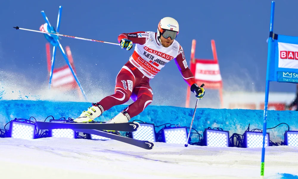 Norwegian Kjetil Jansrud during a slalom race
