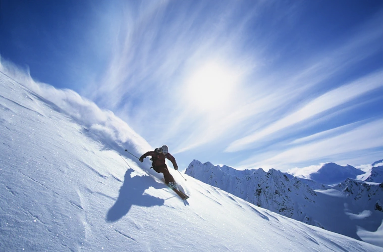 Lonely skier in the Alps