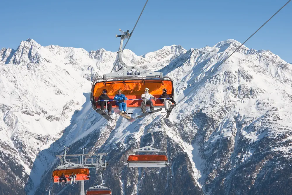 Orange ski lift in Sölden