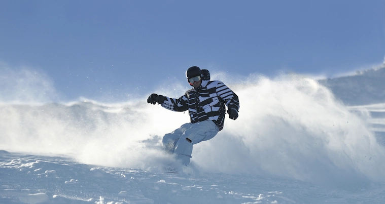 Snowboarder in action