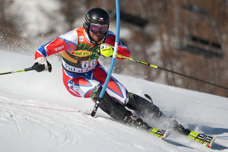 Alpine skier in competition
